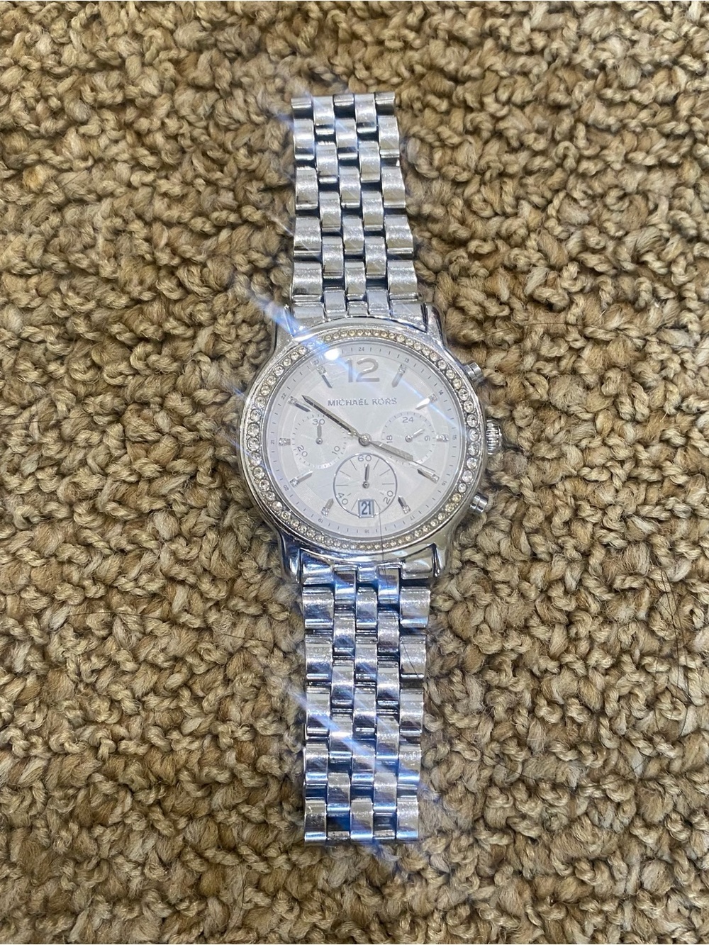 Michael Kors Silver Crystal-Accent Women's Bracelet Watch